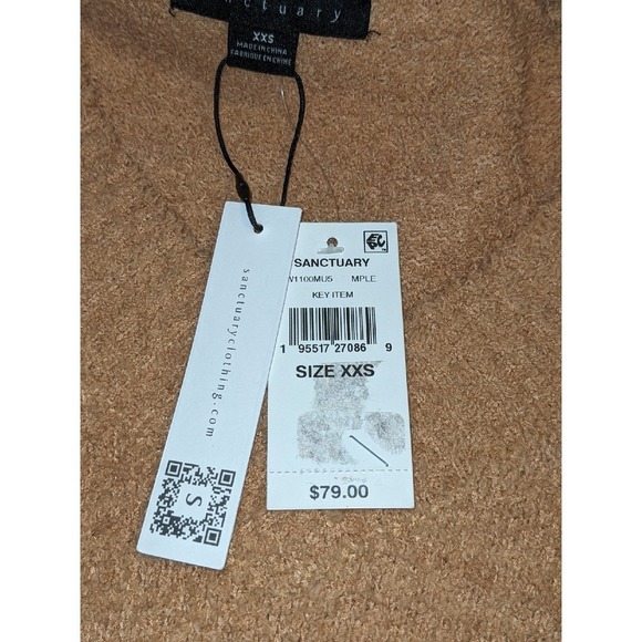 Sanctuary V-Neck Pullover Sweater Fuzzy Knit Soft Cozy Maple XXS NWT $79 - Picture 5 of 9